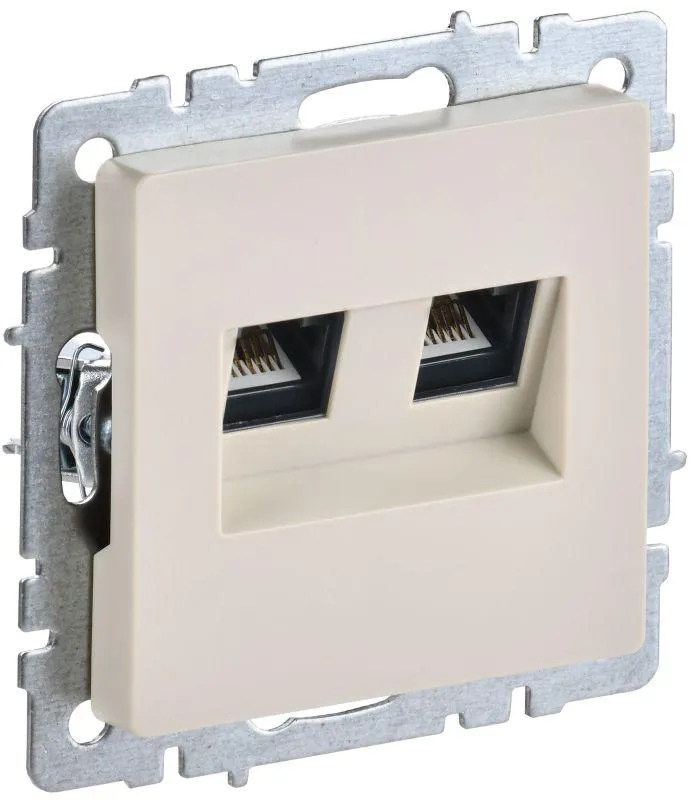 Розетка компьютерная двойная СП RJ45 кат.5E BRITE РК10-2-БрКр беж. BR-K20-1-K10