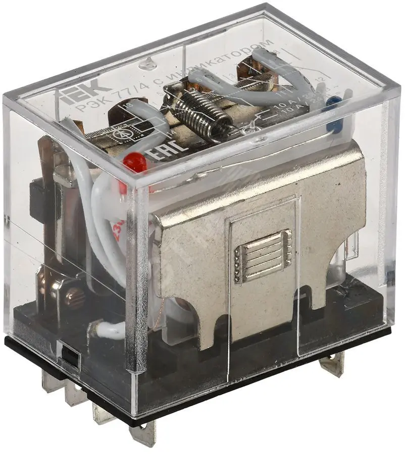 Реле РЭК77/4(LY4) с индикацией 10А 230В АC ИЭК RRP10-4-10-220A-LED