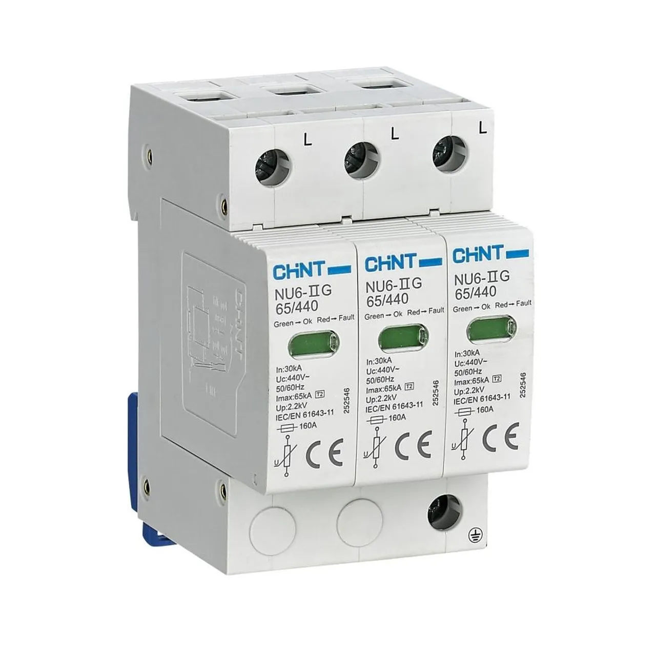 CHINT Ограничитель имп. перенапр. NU6-IIG 3Р In=15kA Uc=440B Im=40kA (R)