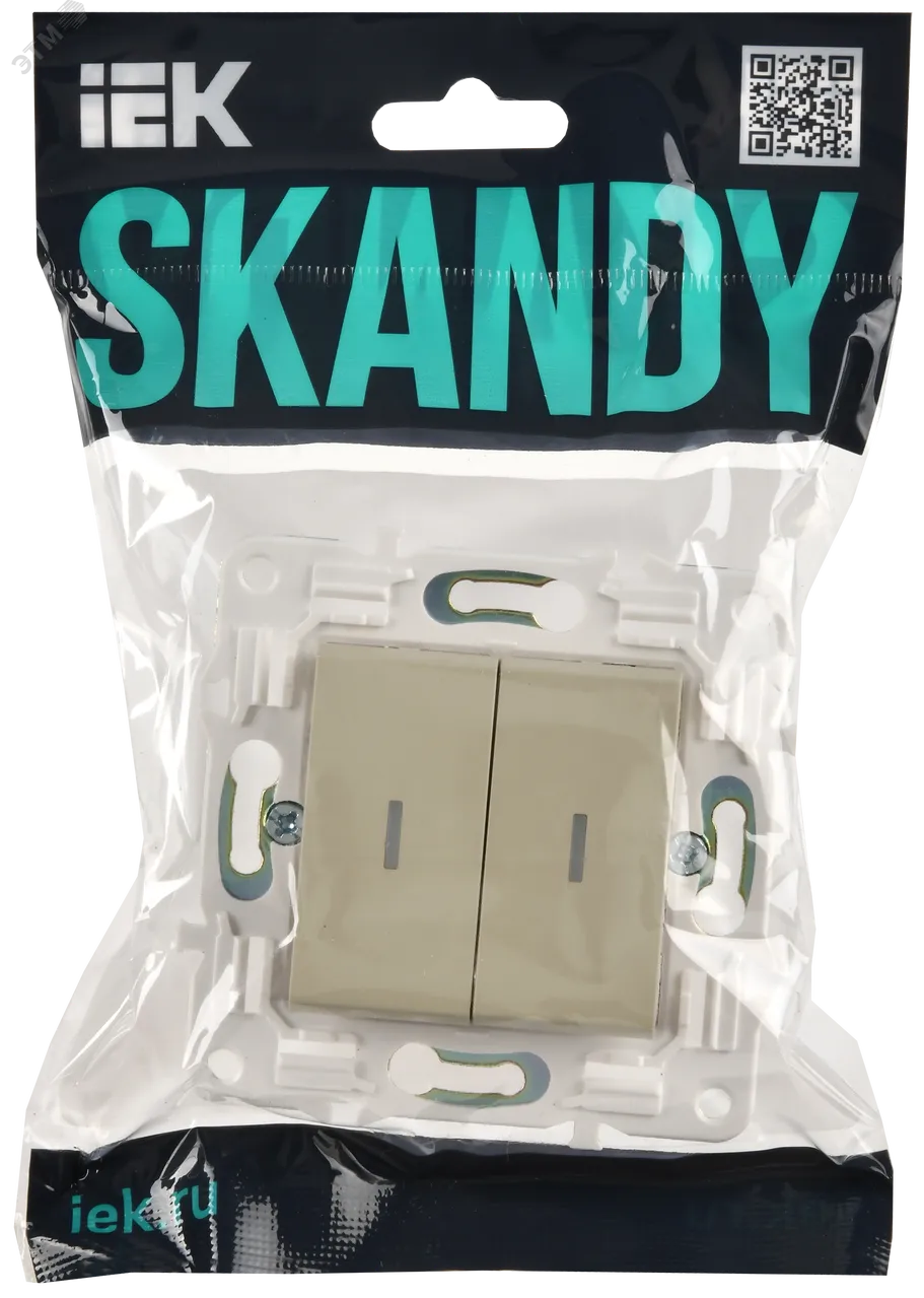 SKANDY Выключатель 2-клавишный проходной с индикацией 10А SK-V10B бежевый IEK SK-V22-1-10-K10