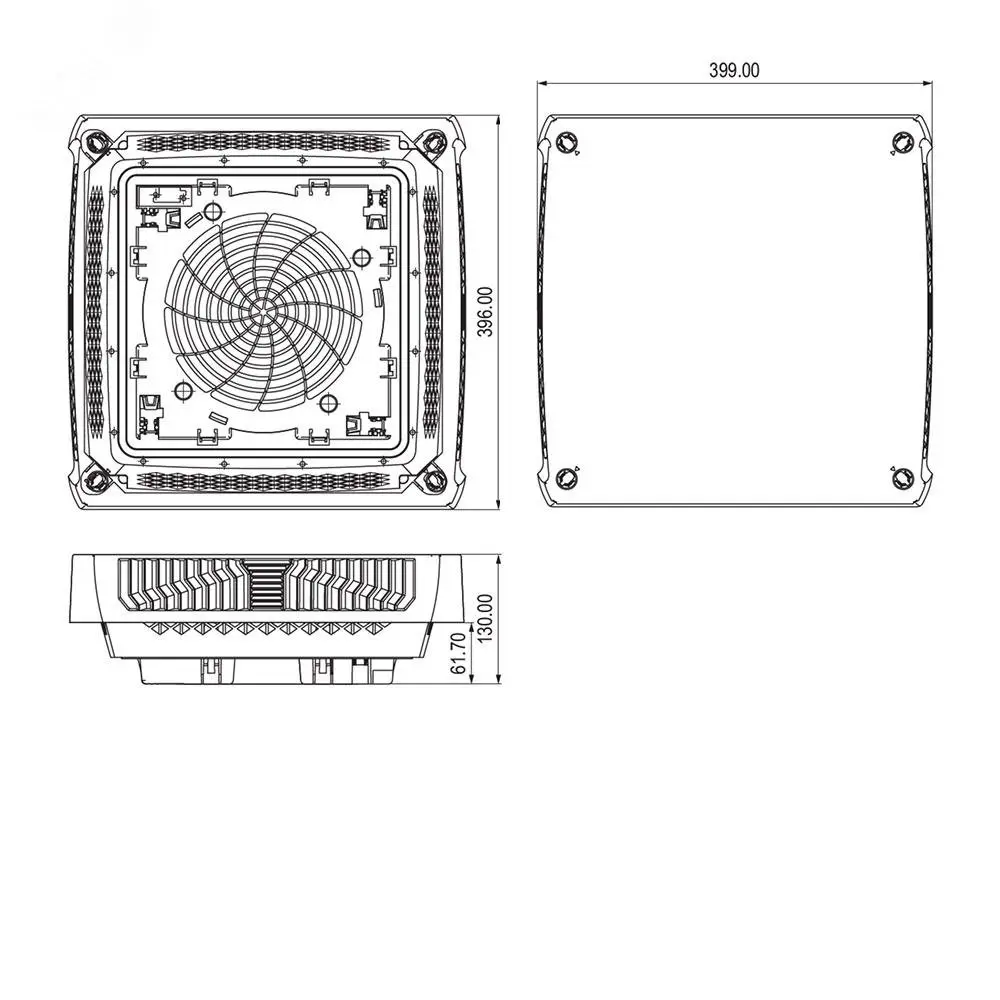 Потолочный вентилятор 135x400x400 мм, 675/702 м3/ч, 230 В, IP55 R5SCF700