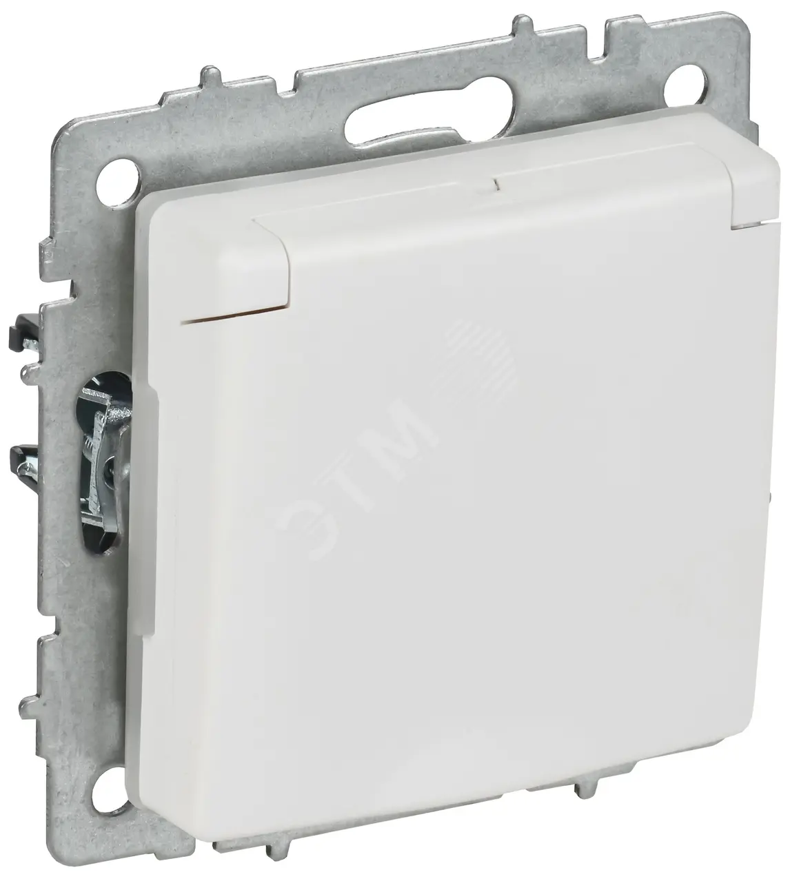 BRITE Розетка 1-местная с заземлением с защитными шторками и крышкой 16А IP44 РСбш10-3-44-БрАБ арктический белый IEK BR-R16-16-44-K91