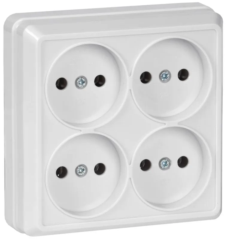 Розетка 4-м ОП Октава 10А IP20 без заземл. бел. ERO40-K01-10-DC