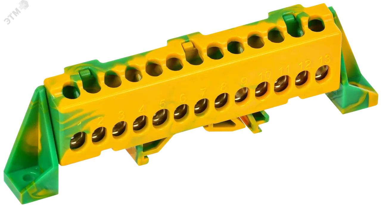 TEKFOR Шина PE земля в комбинированном DIN-изоляторе Стойка 6х9-13-ЖЗ IEK TF-NN10-13-DP-K52