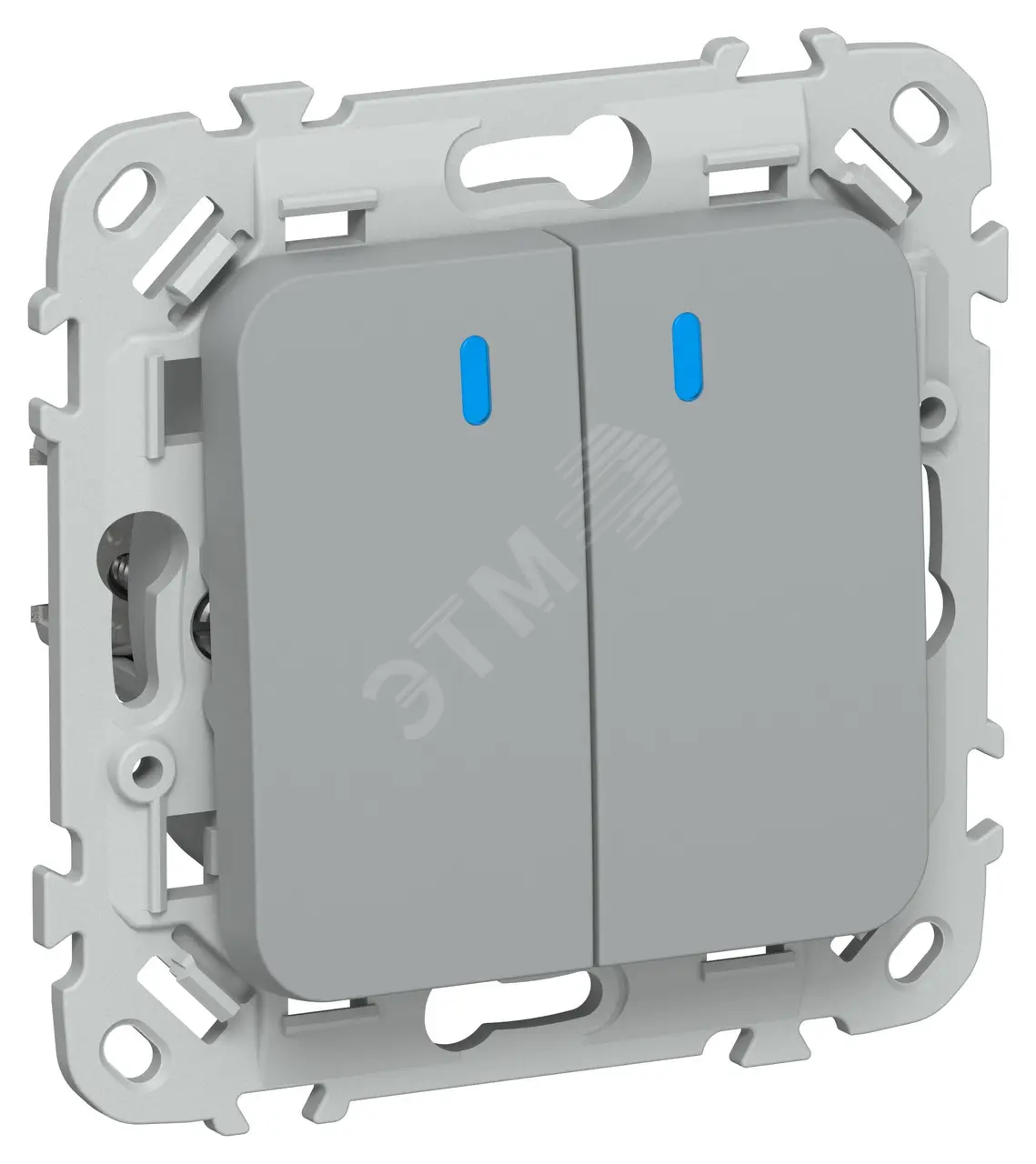 FLITE Выключатель 2-клавишный с индикацией 10А ВС12-1-1-ФлС серый IEK FI-V20-1-10-1-K03