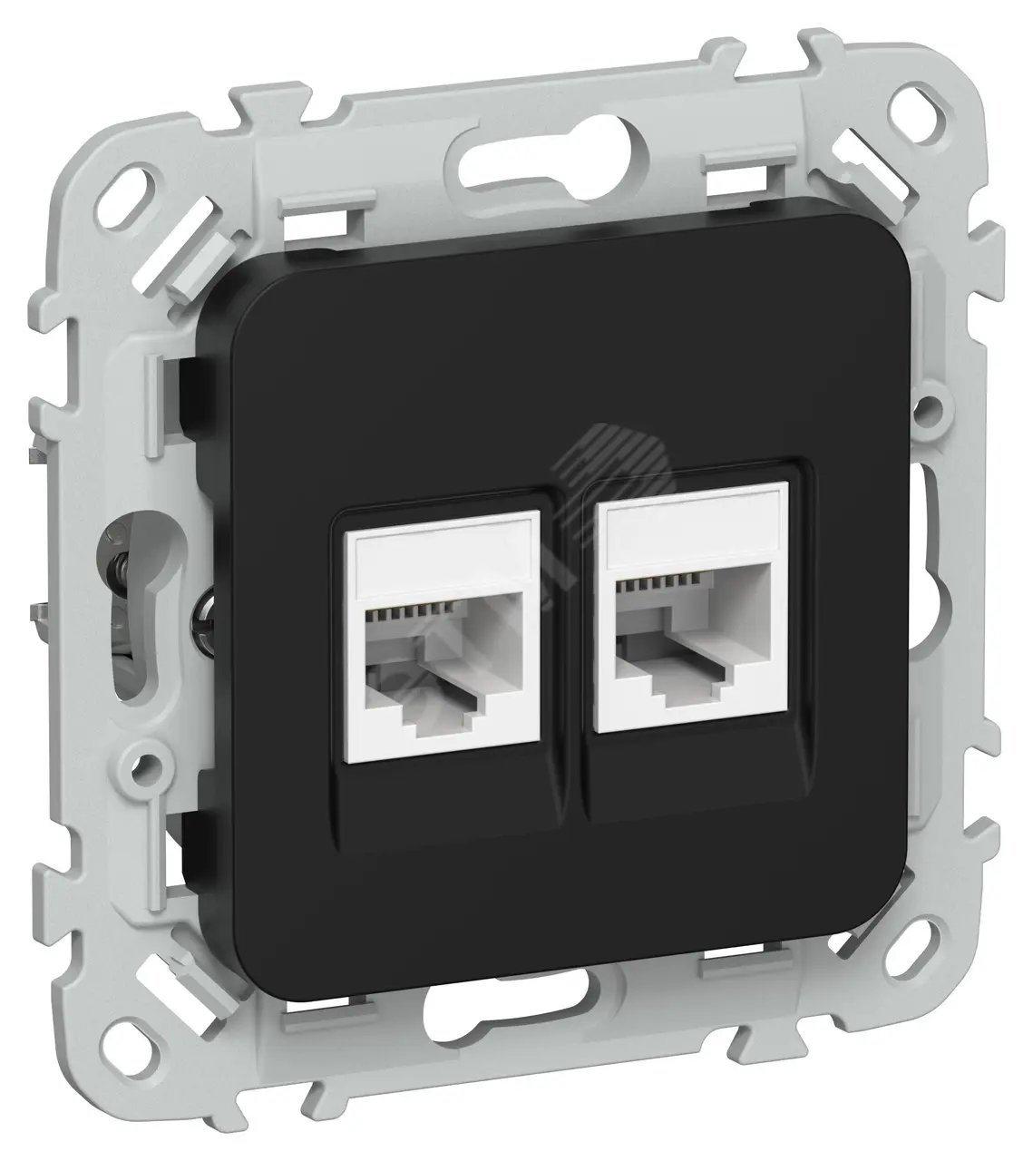 FLITE Розетка 2-местная компьютерная RJ45 категория 5Е UTP РК5е-2-0-ФлЧ черный IEK FI-K22-1-K02