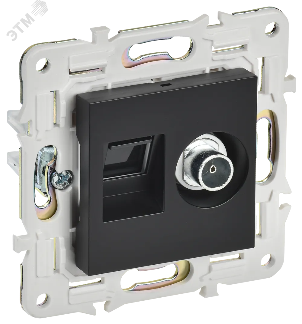 SKANDY Розетка двойная TV+RJ45 кат.5E SK-A14Bl черный IEK SK-AK20-1-K02