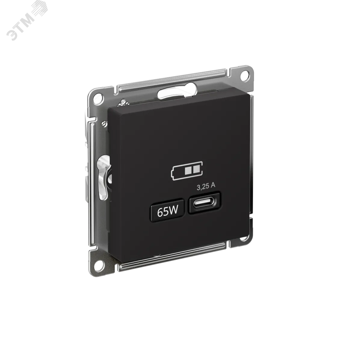 ATLASDESIGN USB РОЗЕТКА тип-C 65W высокоскор.заряд. QC, PD, механизм, КАРБОН ATN001027