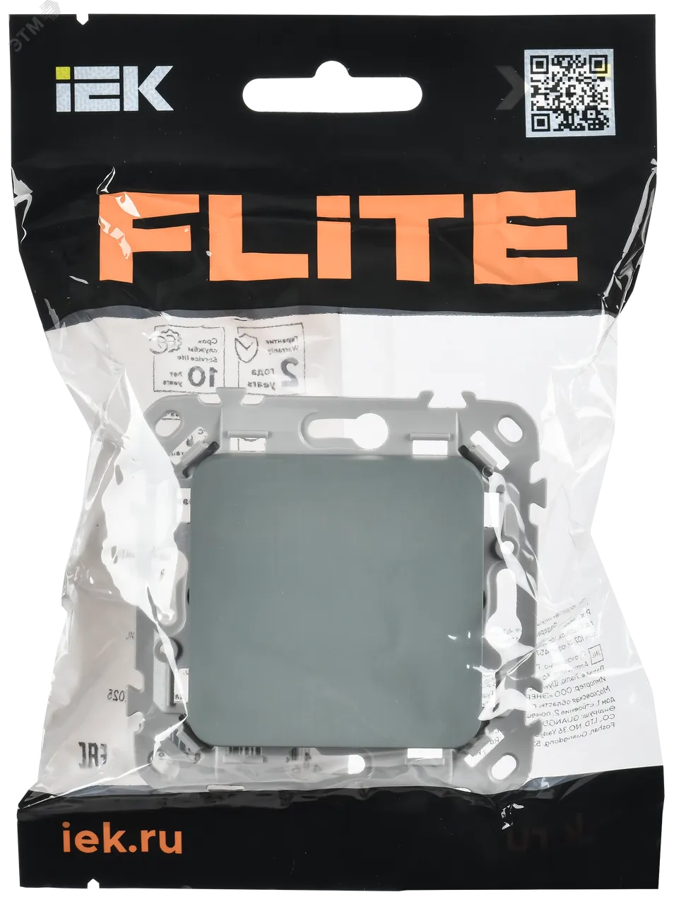 FLITE Выключатель 1-клавишный 10А ВС11-1-0-ФлС серый IEK FI-V10-0-10-1-K03