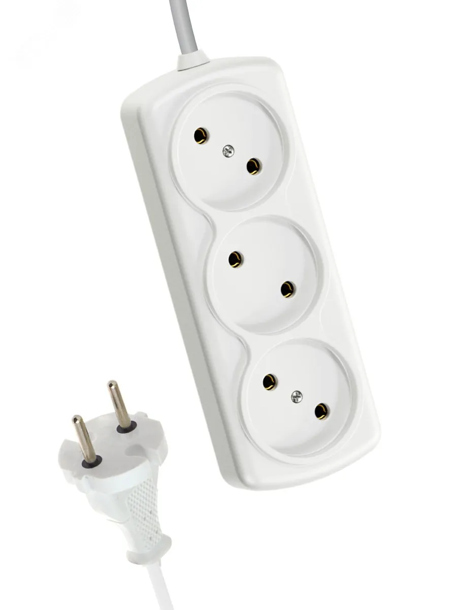 Удлинитель 3х3м 6А IP20 ПВС 2х0.75 YKsm3m-3g(6A)S