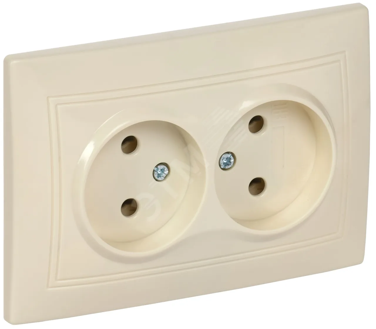 Розетка 2-м СП Кварта 10А IP20 без заземл. без защ. шторок крем. ERK23-K33-10-DM