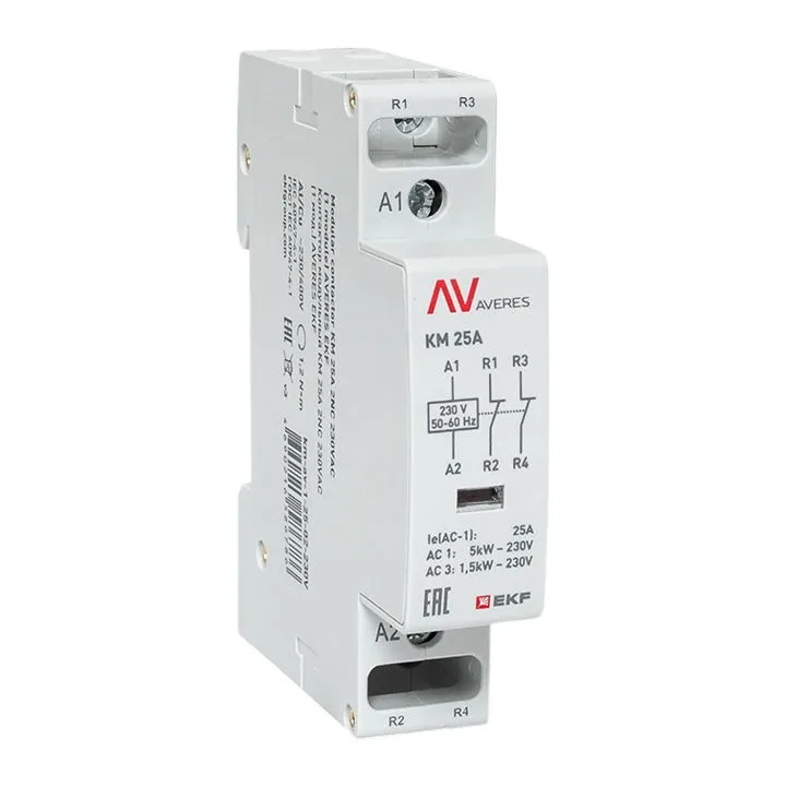 Контактор модульный КМ 25А 2NC 230VAC (1 мод.) AVERES EKF