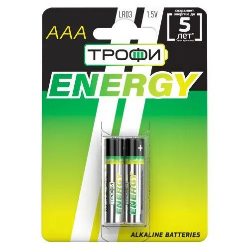 Элемент питания алкалиновый AAA/LR03 LR03-2BL Eco (блист.2шт) Б0017043