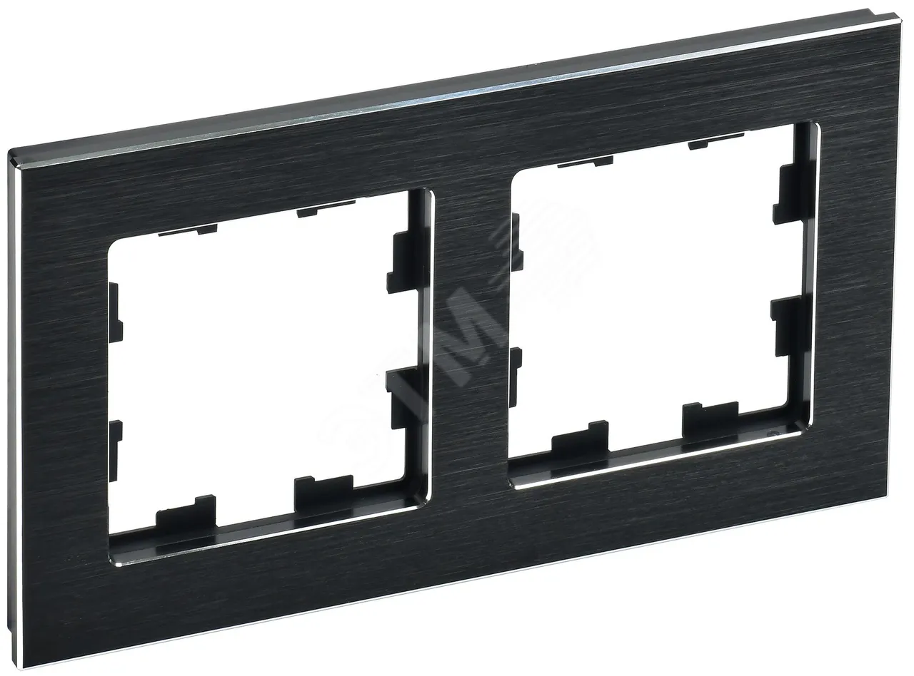 Рамка 2-м BRITE РУ-2-1-БрЧ металл черн. BR-M22-M-K02