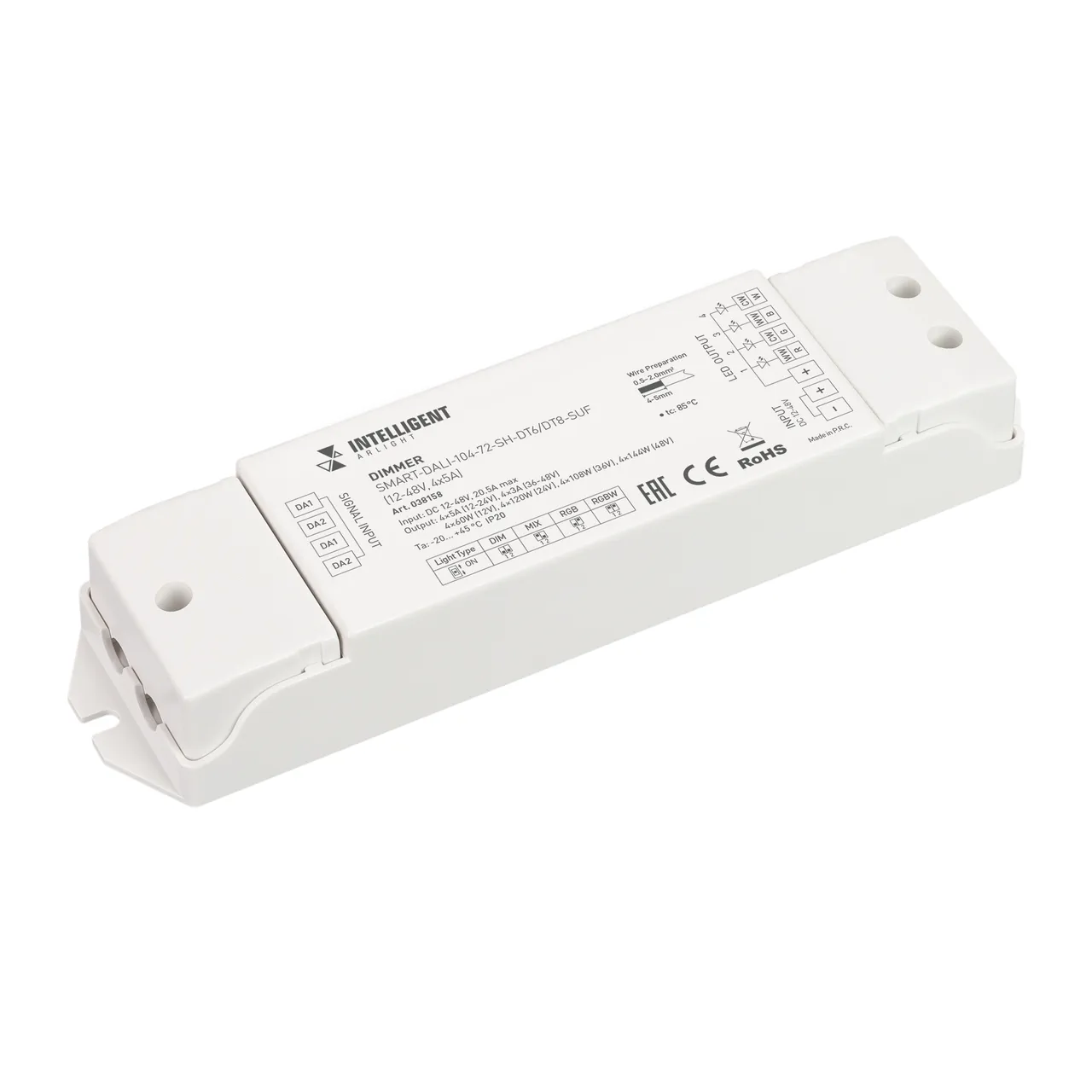 INTELLIGENT ARLIGHT Диммер SMART-DALI-104-72-SH-DT6/DT8-SUF (12-48V, 4x5A) 038158