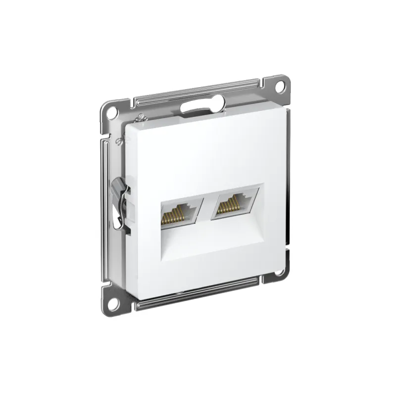 Розетка компьютерная 2-м AtlasDesign RJ45 кат.6A механизм бел. SE ATN000188