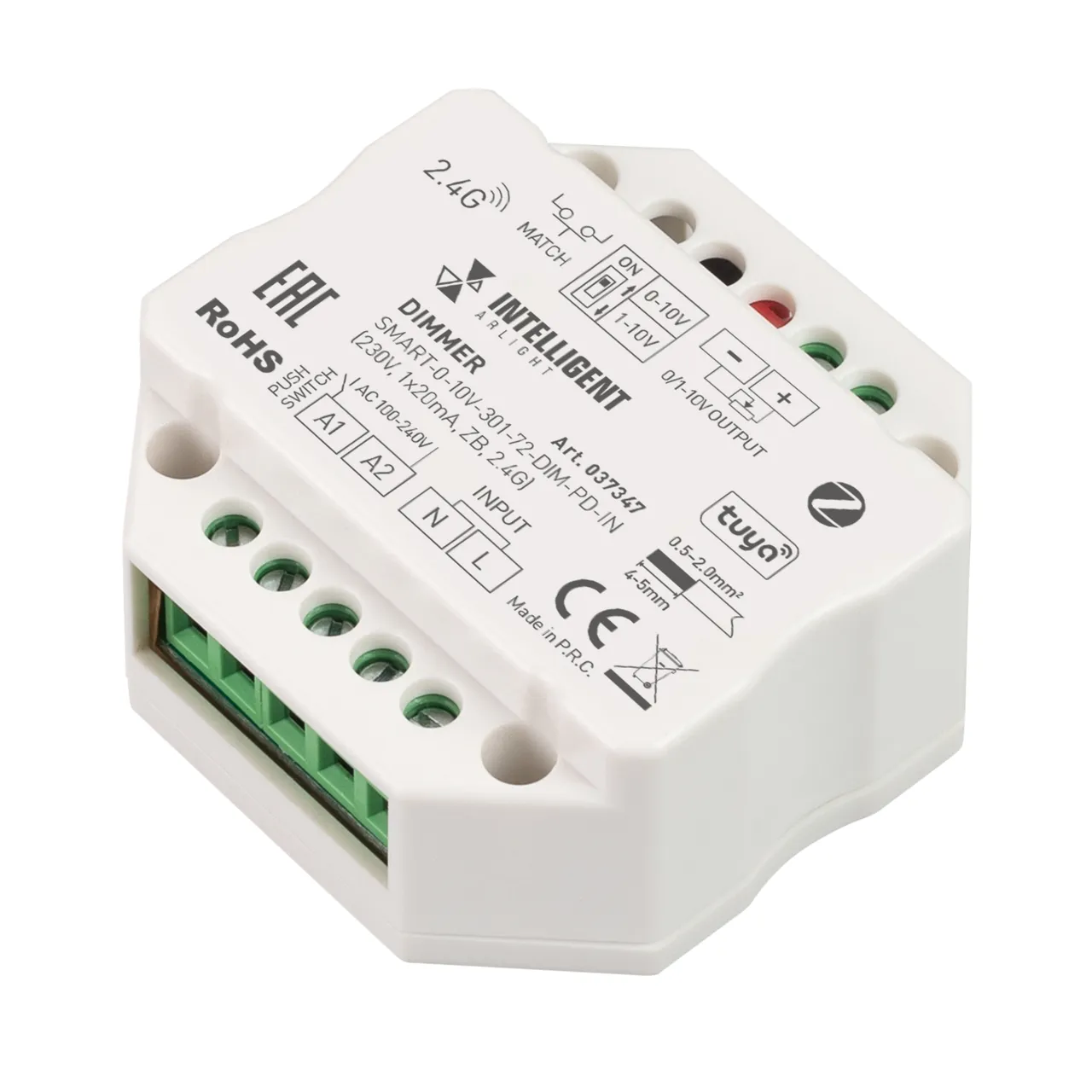 INTELLIGENT ARLIGHT Диммер SMART-0-10V-301-72-DIM-PD-IN (230V, 1x20mA, ZB, 2.4G) 037347