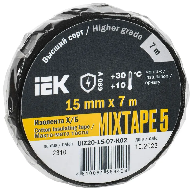 MIXTAPE 5 Изолента Х/Б 15мм 7м IEK UIZ20-15-07-K02