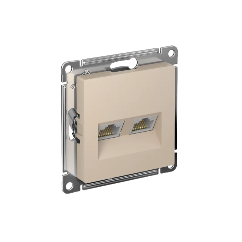 Розетка компьютерная 2-м AtlasDesign RJ45+RJ45 кат.5E механизм песочн. SE ATN001285