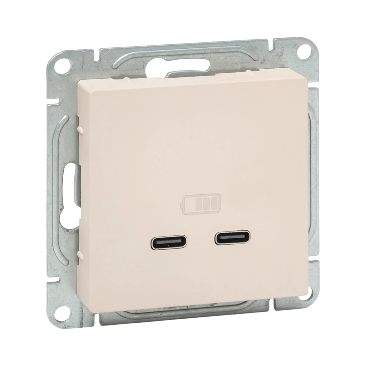 Механизм розетки USB-C - 2шт, кремовый Эпика EKF UP1-SOI-2USBC