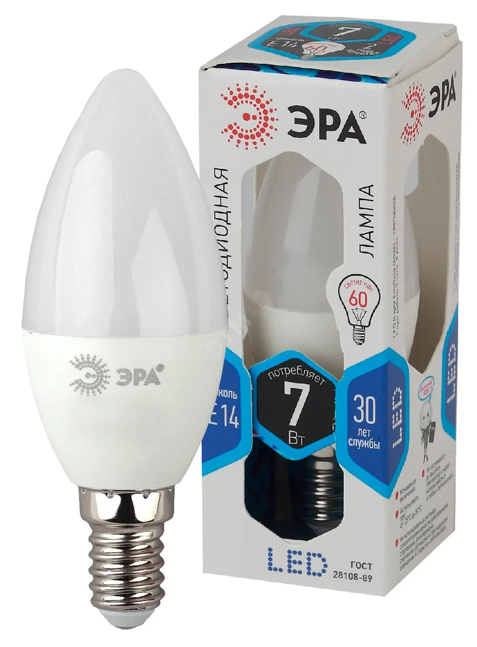 Лампочка светодиодная STD LED B35-7W-840-E14 E14 / Е14 7Вт свеча нейтральный белый свет Б0020539