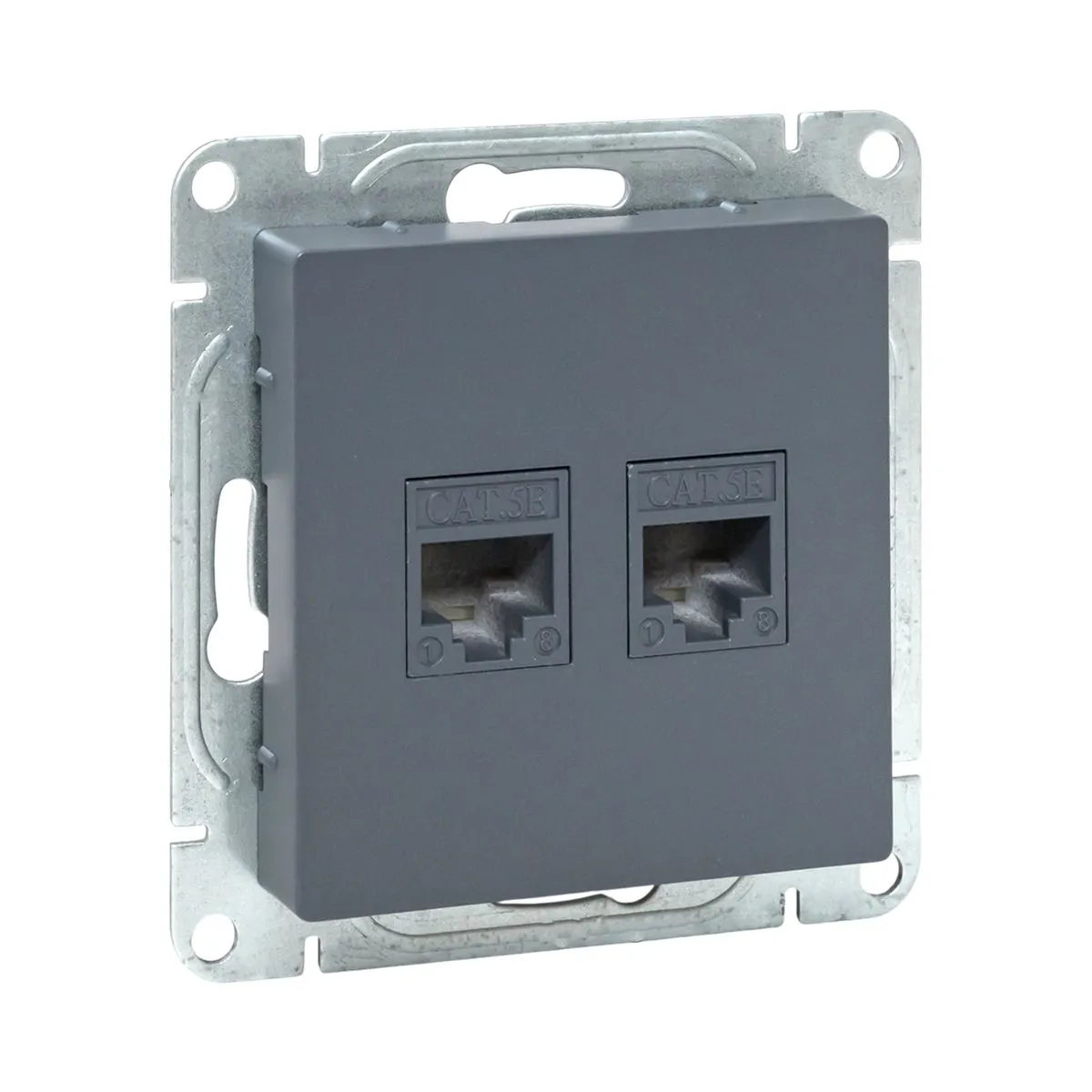 Механизм розетки RJ45 - 2шт, (cat5), графит Эпика EKF UP1-SOG-2RJ45-5