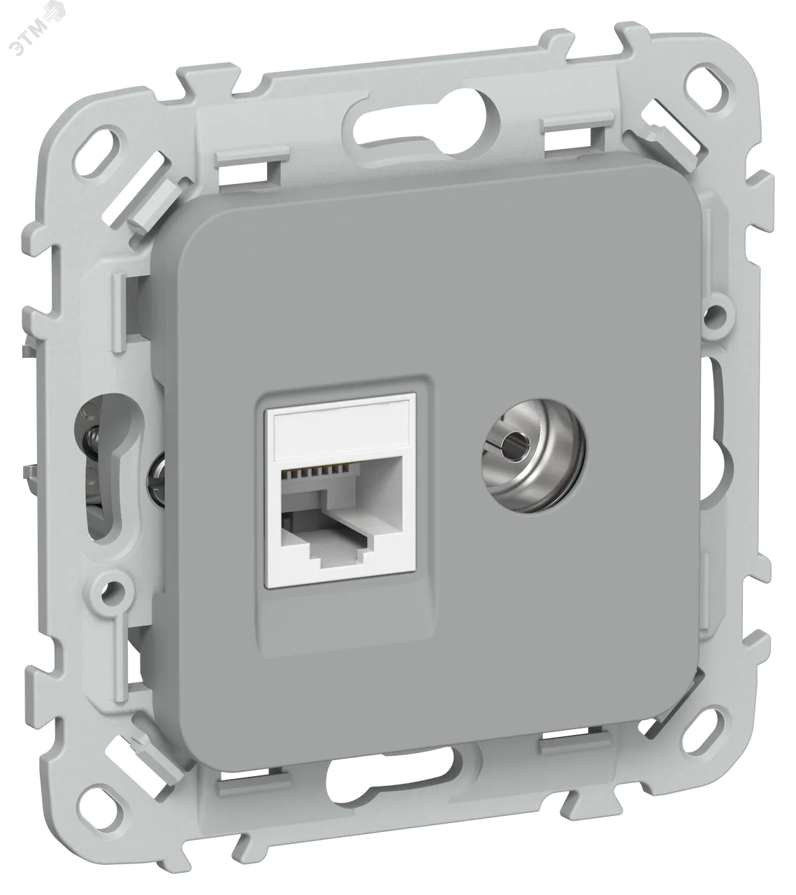 FLITE Розетка 2-местная RJ45/TV категория 5Е UTP РКТВ5е-2-0-ФлС серый IEK FI-AK22-1-K03