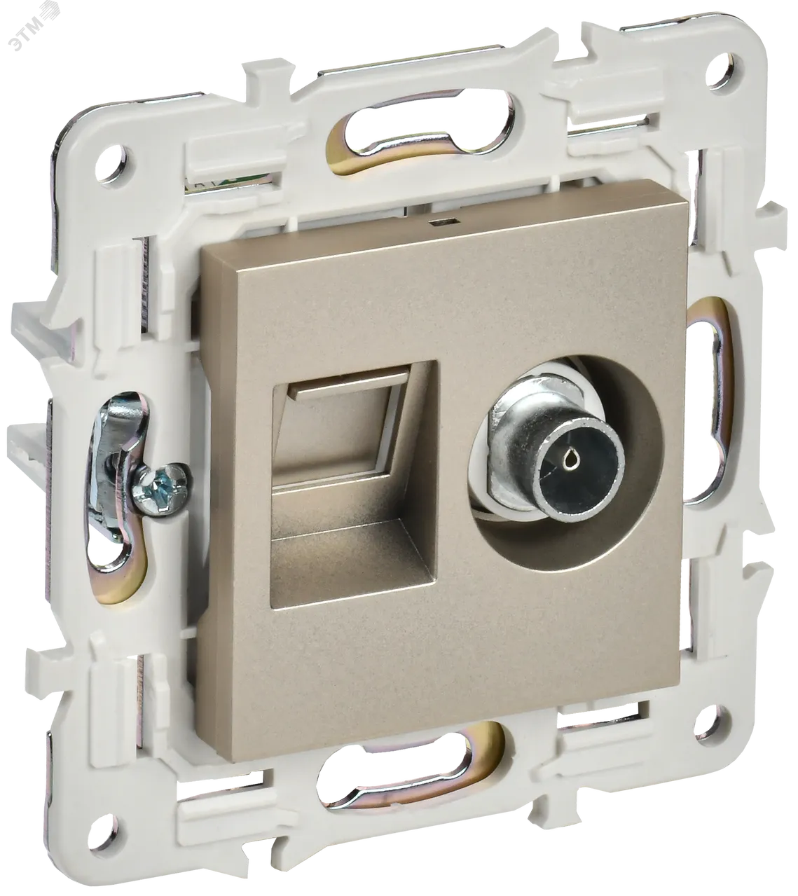SKANDY Розетка двойная TV+RJ45 кат.5E SK-A14Sh шампань IEK SK-AK20-1-K37