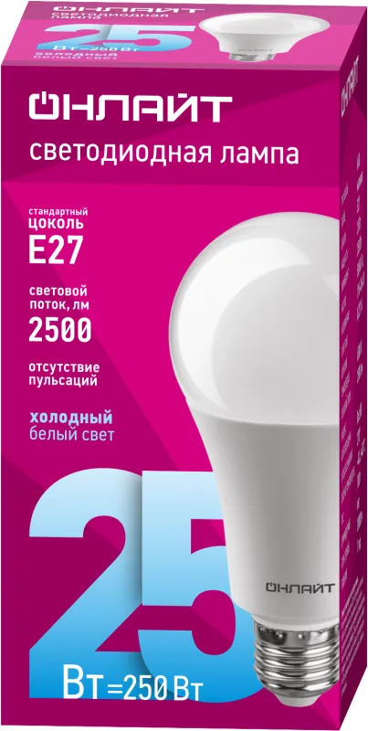 Лампа светодиодная 61 955 OLL-A60-25-230-6.5K-E27 25Вт 61955