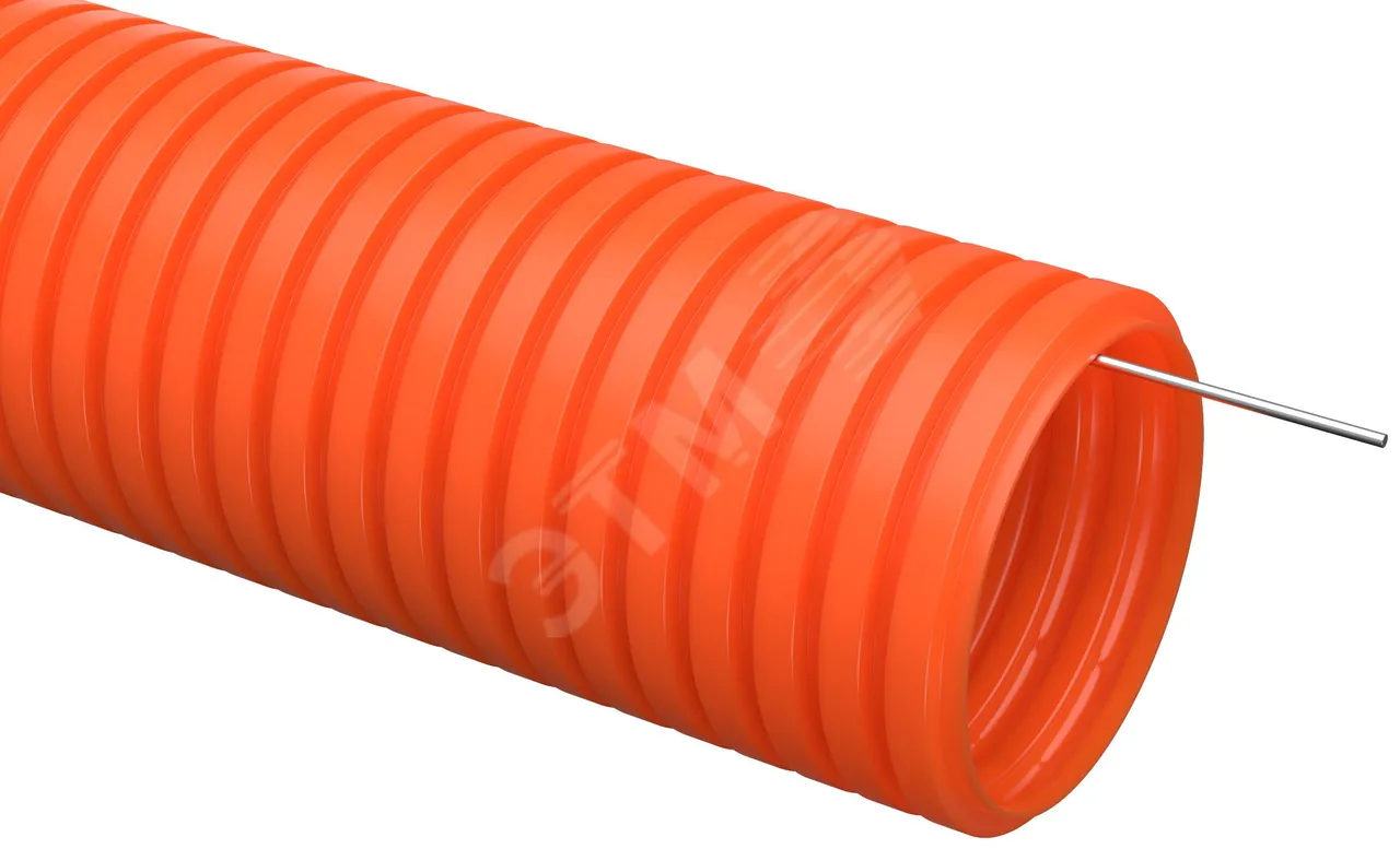 Труба гофр. ПНД d=20мм с зондом оранж. тяж. (100м) CTG21-20-K09-100