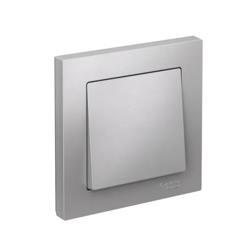 Выключатель 1-кл. СП AtlasDesign 10А IP20 (сх. 1) 10AX в сборе алюм. SE ATN000312