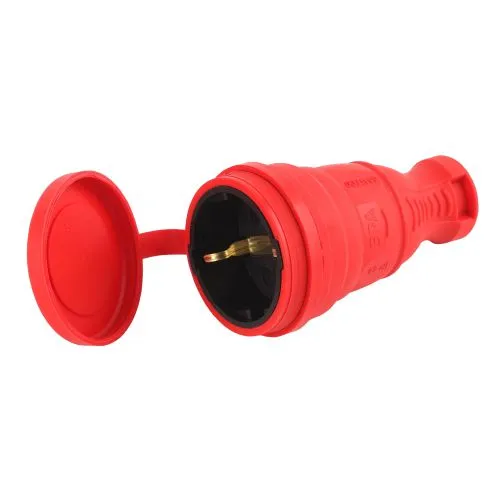 Разъем каучуковый R8-RED-IP44 с/з прямой 16А IP44 красн. Б0044548