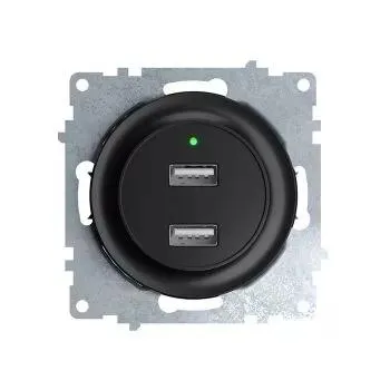 Розетка USB 2-м СП Florence 16А IP20 с подсветкой механизм черн. (1E10351303) 2260092