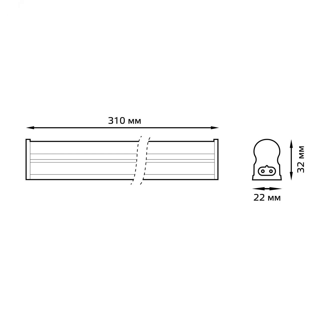 Светильник TL Elementary линейный 5W 400lm 4000K IP20 310х22х33 LED 1/25 TL001