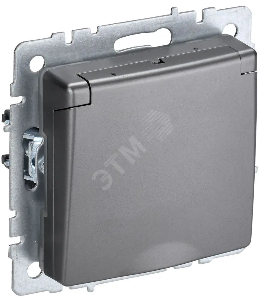 Розетка BRITE РСбш10-3-44-БрС 16А IP44 с заземл. защ. шторки с крышкой сталь BR-R16-16-44-K46