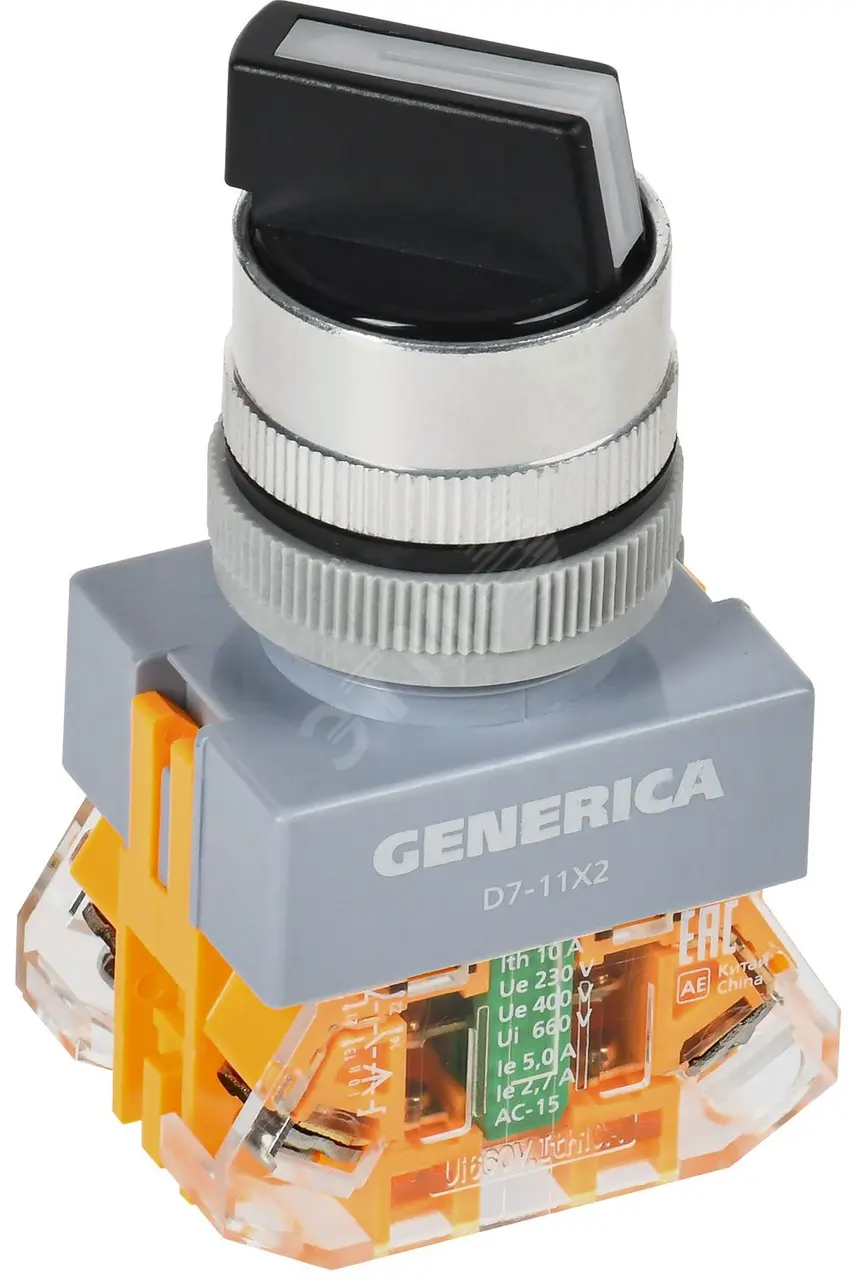 Переключатель D7-11X2 2 полож. 1з+1р черный GENERICA BSW50-11X2-3-21-2-K02-G