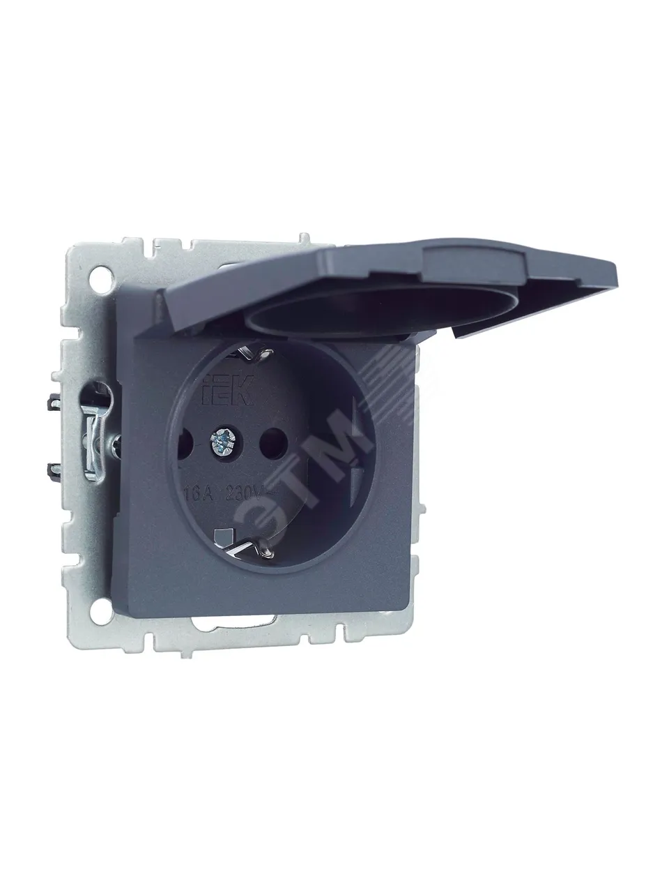 Розетка BRITE РСбш10-3-БрМ 16А IP20 с заземл. защ. шторки с крышкой маренго BR-R16-16-K35