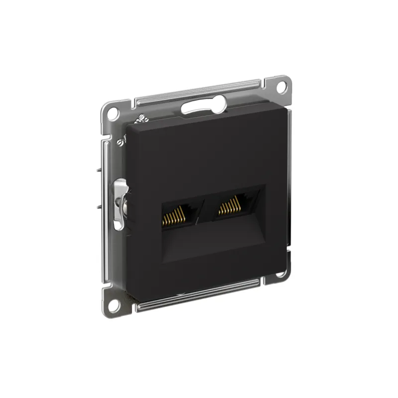 Розетка компьютерная 2-м AtlasDesign RJ45 кат.5E механизм карбон SE ATN001085