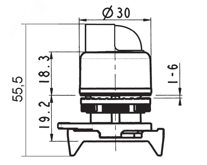 Переключатель на 3 положения с возвратом стандартная ручка, черный ASSB6T3