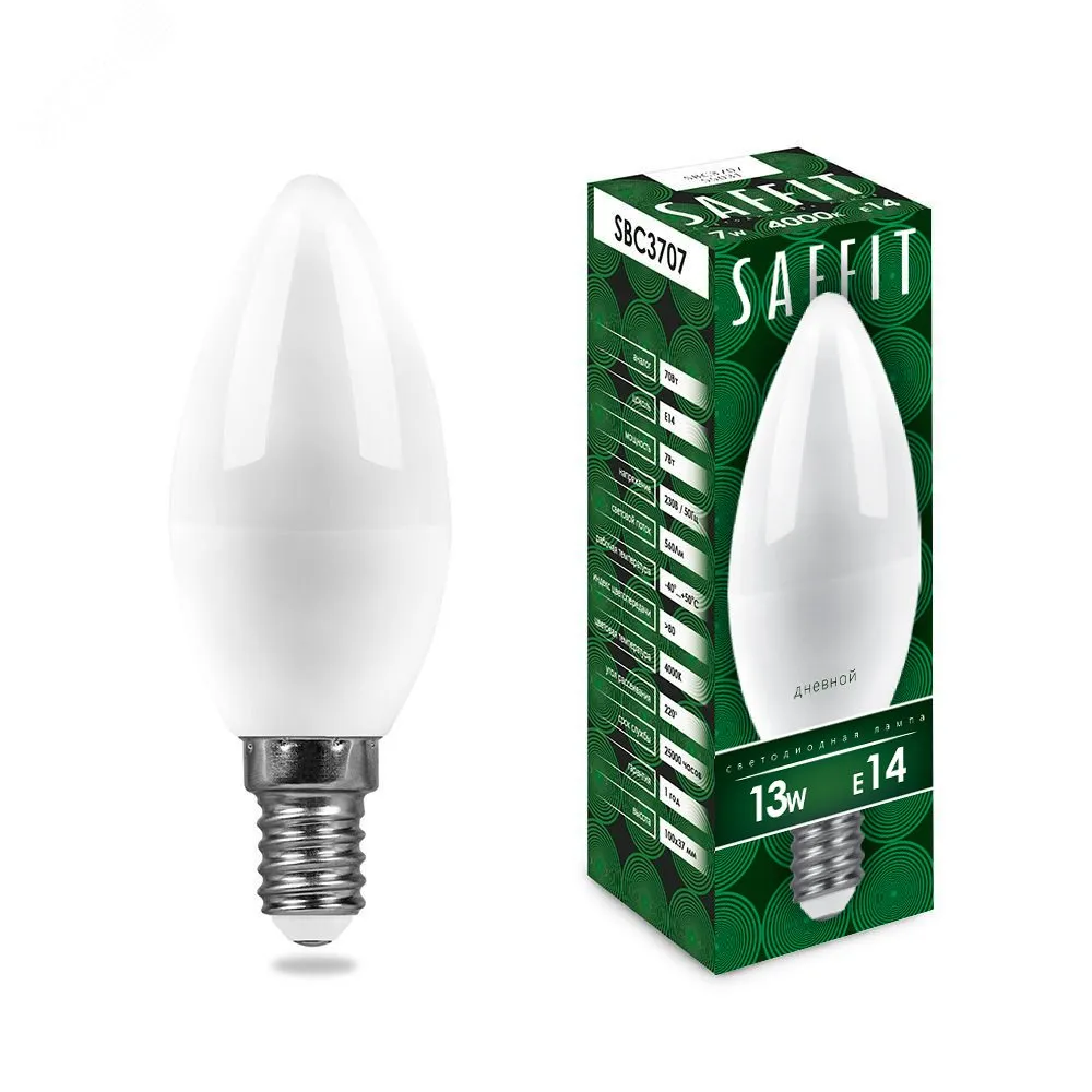 Лампа светодиодная LED 13вт Е14 дневной матовая свеча 55172