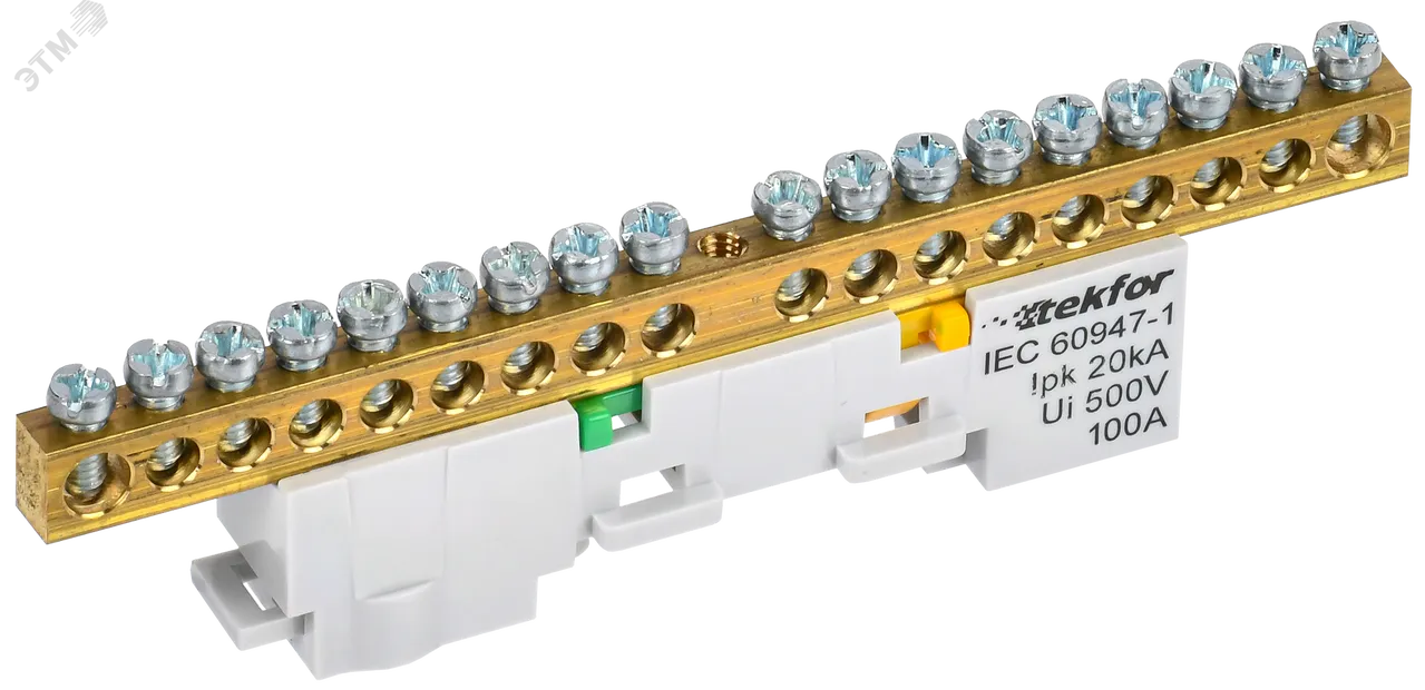 TEKFOR Шина PE земля неизолированная на универсальном держателе 6х9-18-Ж IEK TF-NN10-18-DL-K05