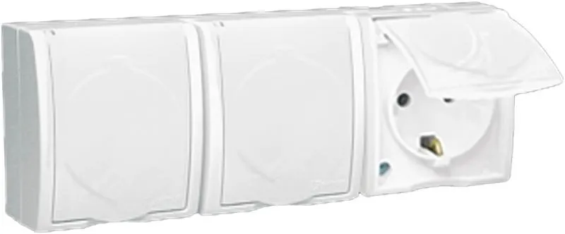 Розетка 3-м ОП 5 16А IP54 250В с заземл. с крышкой винт. клеммы бел. 1594437-030
