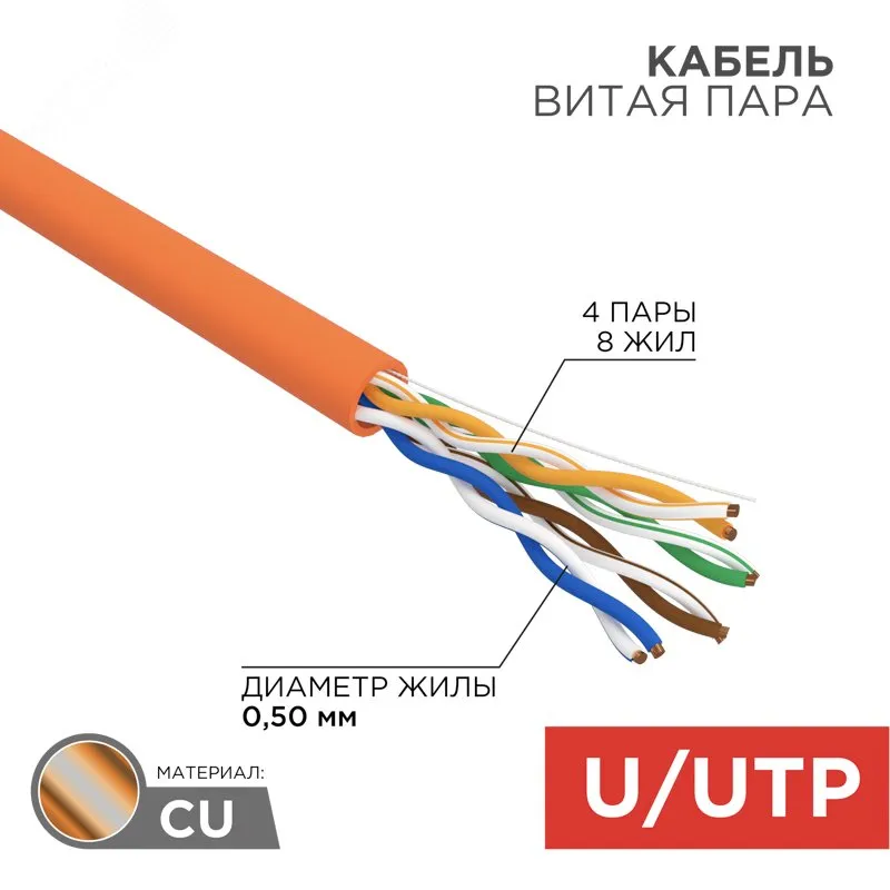 Кабель витая пара  UTP 4PR 24AWG