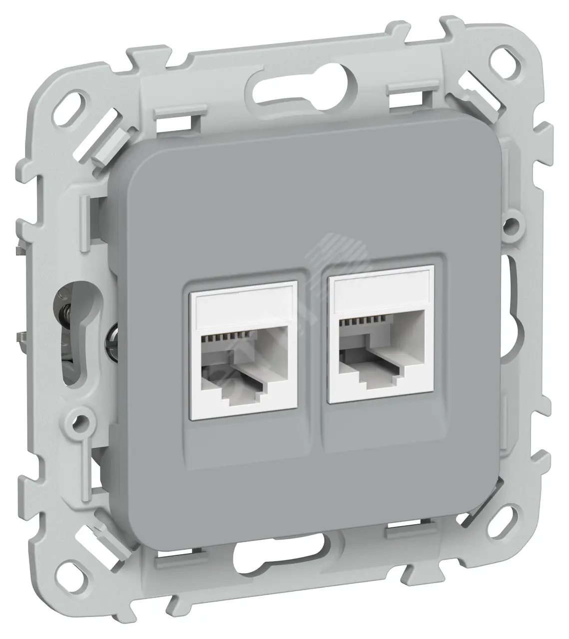 FLITE Розетка 2-местная компьютерная RJ45 категория 5Е UTP РК5е-2-0-ФлС серый IEK FI-K22-1-K03
