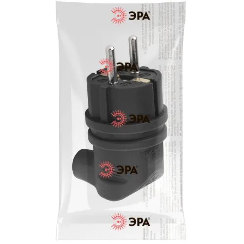 Вилка каучуковая с заземл. 90град 16А IP44 черн. V9-B-IP44 ЭРА Б0044542