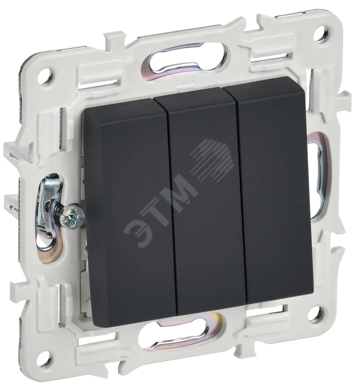 SKANDY Выключатель 3-клавишный 10А SK-V11G графит IEK SK-V30-0-10-K53