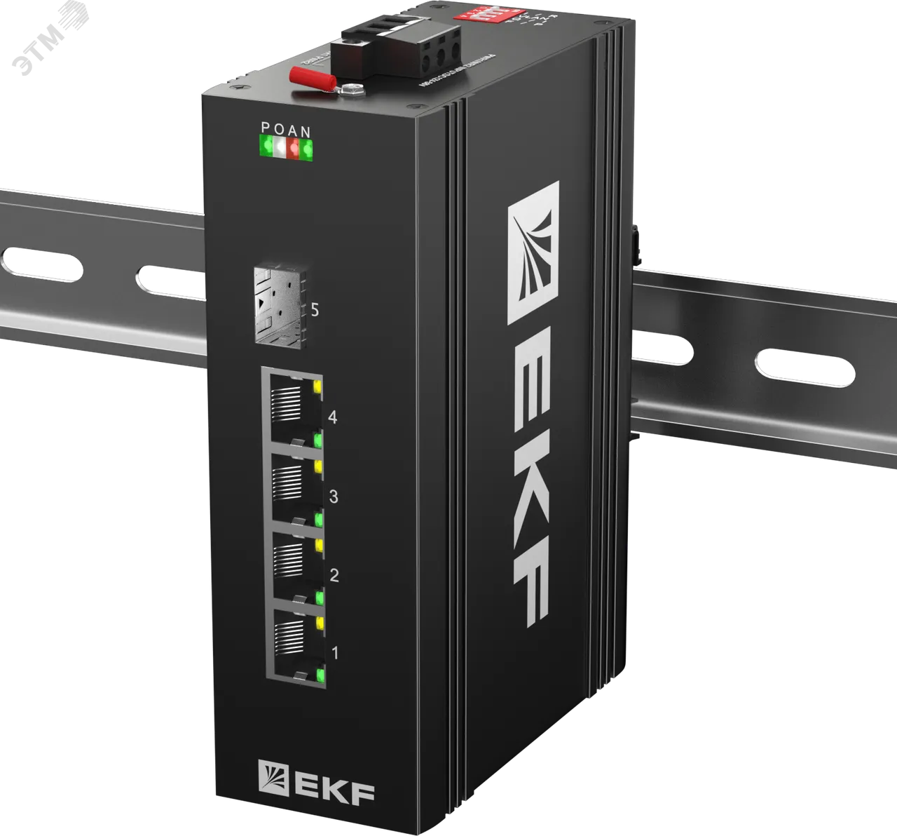 Промышленный неуправляемый коммутатор U-1GX/SFP-4GTP, 1 порт 1000Base-X SFP, 4 порта 10/100/1000Base-T(X) RJ45 c PoE, монтаж на динрейку TSX EKF