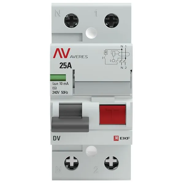 EKF Averes DV  УЗО 2P 25А/10мА (AC) электромеханическое