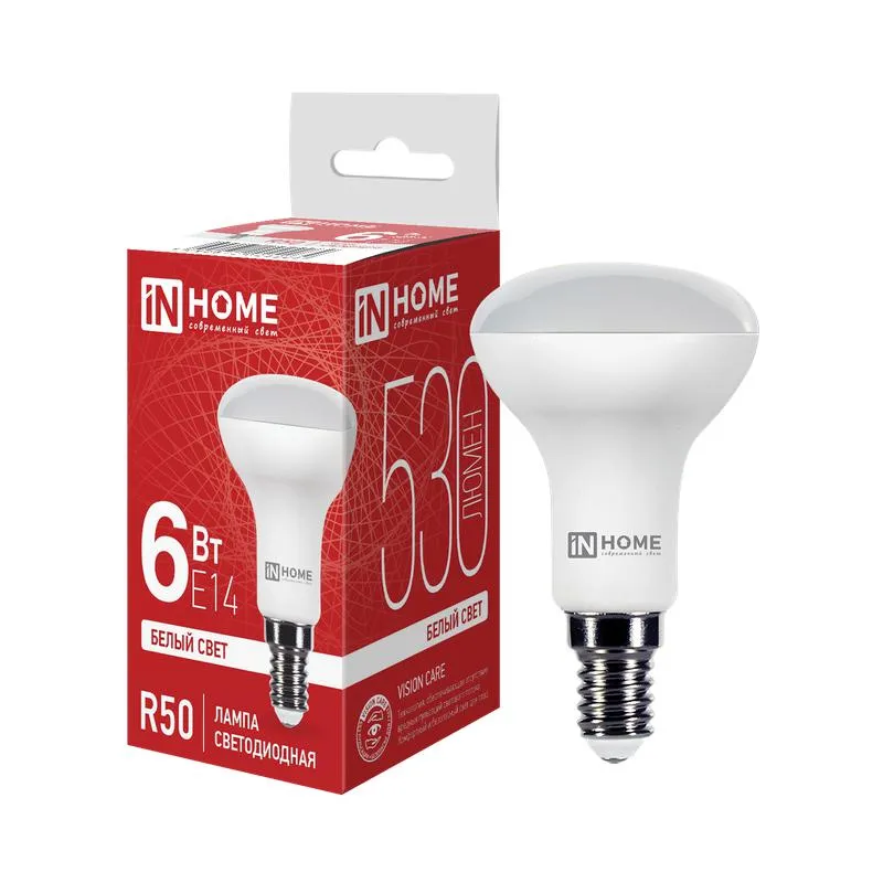Лампа светодиодная LED-R50-VC 6Вт рефлектор 4000К нейтр. бел. E14 530лм 170-265В 4690612024264