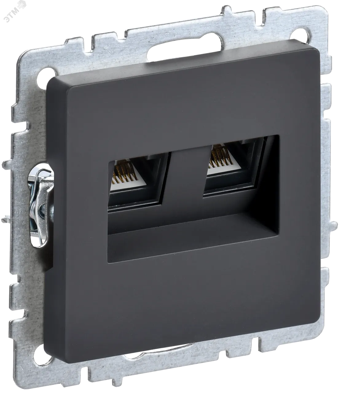 BRITE Розетка компьютерная двойная RJ45 кат.5E РК10-2-БрГ графит BR-K20-1-K53